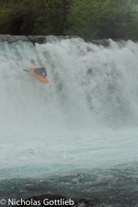 Jordan Poffenberger runs an alternative line on the 25'er on the Upper Fuy.