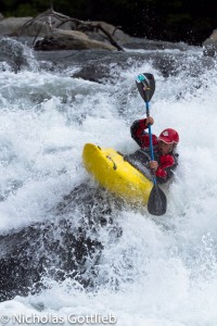 Kalob Grady scouted a new line on an Upper Trancura rapid...and then ran it in the wrong place.