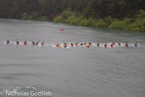 The final event of the Grand Prix, a mass start down Bridge to Bridge on the Futa.