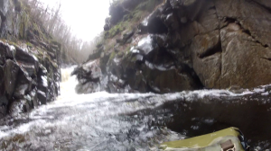 Looking up at the 90 degree turn / crack drop after jumping in.