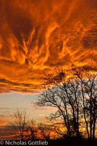 A beautiful sunset captured from the sidewalk in front of my house.